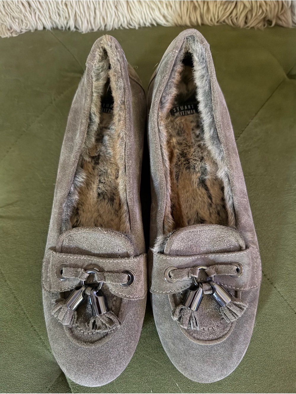 Steward Weitzman Suede Gray Loafers Shoes
